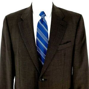 Damaged Lauren Ralph Lauren Wool 2 Button Blazer 42R Brown Glen Plaid Blue Windo